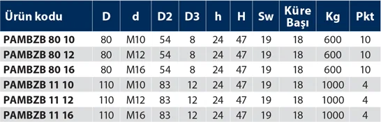 PAMBZB - Plastik Ayak Mafsallı Burçlu Zemin Bağlantılı - Teknik Veri