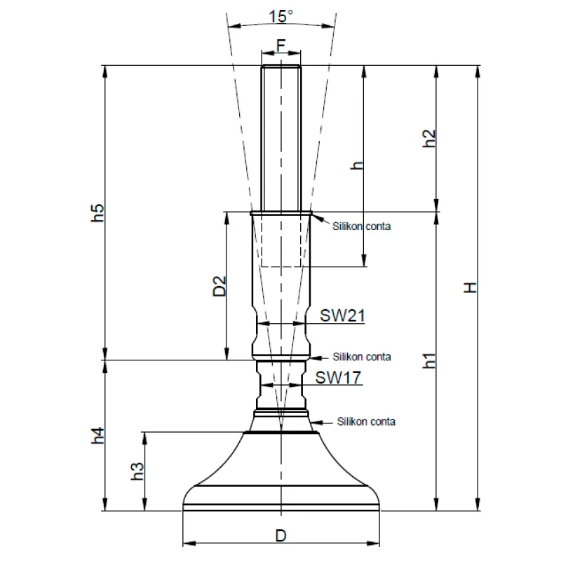 HPAİMD - Hijyenik Plastik Ayak İnoks Mafsallı Düz