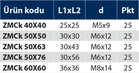 ZMCk - Zamak Menteşe Civatalı Krom - Teknik Veri
